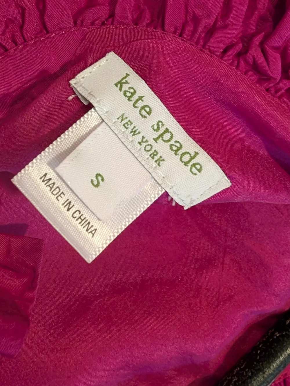 kate spade Hot Pink Ruffle Neck Short Sleeve Blouse